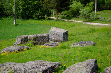 The old medieval necropolis called Stecci in Central Bosnia. Medieval tombstone called Stecak near the town of Novi Travnik. Necropolis called Maculje in the heart of Bosnia and Herzegovina.