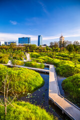Benjakitti Park or Benchakitti forest park new design walkway in central Bangkok, Thailand
