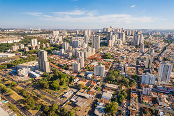 Ribeirão Preto, São Paulo/Brazil - Circa June 2022: Aerial view of Avenida Maurílio Biagi in...
