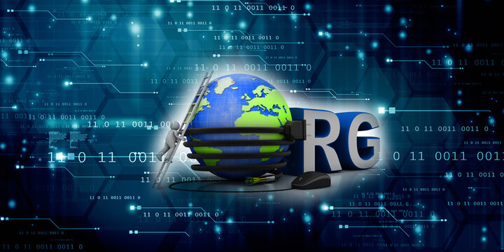 

3d illustration Internet domain org connected mouse with mobile charging cable connected globe near technician