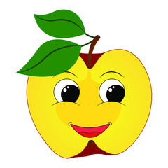 Vector illustration character red smiling apple. Cheerful red apple. Print design for t-shirt. Vector illustration