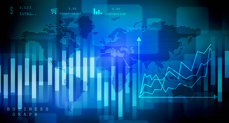 2d rendering Stock market online business concept. business Graph 
