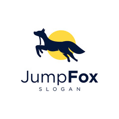 fast jump fox logo design silhouette