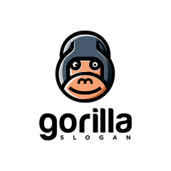 Beast Gorilla Head Logo Mascot Modern And Simple Style Head Animal Vector flat design