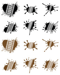 Tire Tread Tracks Mud Splatter Clipart Set
