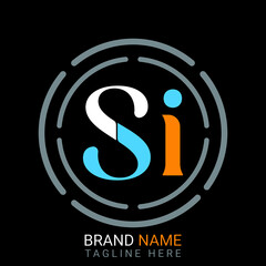 Si Letter Logo design. black background.