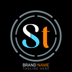 St Letter Logo design. black background.