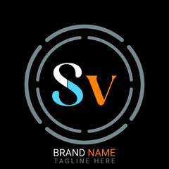 Sv Letter Logo design. black background.