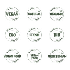 Logo template with green leaves for organic and eco friendly products