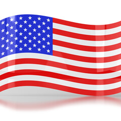 waving us/america/states flag 4th july independence day with shadowin 3d