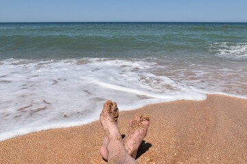 footprints on the beach | Rest on the sandy beach of the Sea of Azov
