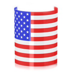 Obraz premium waving us/america/states cylindrical or round flag 4th july independence day in 3d