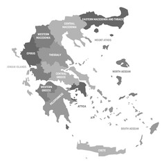 Fototapeta na wymiar Greece - map of decentralized administrations