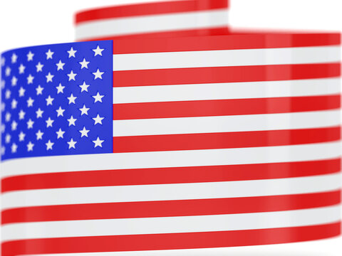 waving us/america/states cylindrical or round or spiral flag 4th july independence day in 3d