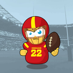 Vector illustration of an egg character wearing a football outfit