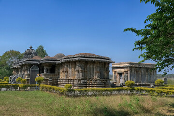 Fototapeta na wymiar Bucesvara Temple, Koravangala, Hassan, Karnataka state, India. This Hoyasala architectural temple was built in 1173 A.D.