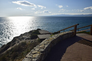 Obraz premium Salou, Spain - November 13, 2019: Viewing platforms for watching the sunset