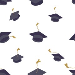 Graduation cap sign icon seamless background