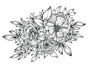 outline flower bouquet decoration