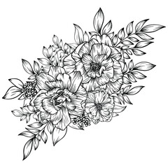 outline flower bouquet decoration