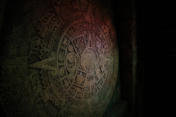 Photo Aztec stone door with illumination