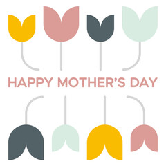 Happy Mother's Day. Geometrical flowers. Vector illustration, flat design