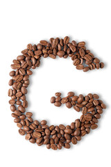 Coffee beans are light brown in isolated.