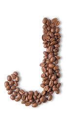 Coffee beans are light brown in isolated.