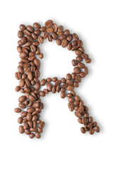 Coffee beans are light brown in isolated.