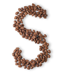 Coffee beans are light brown in isolated.