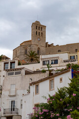 Fototapeta na wymiar Spain, Ibiza, the old town of Eivissa with fortress walls, the drawbridge of the walls
