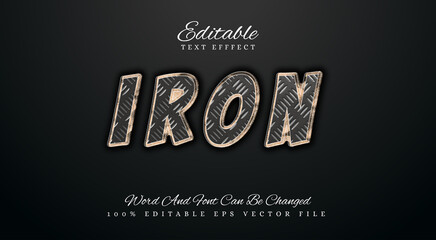 3d text effect editable vector illustration with style iron yellow coluor
