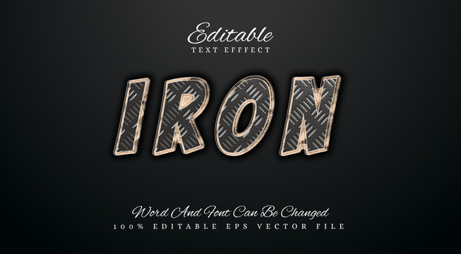 3d text effect editable vector illustration with style iron yellow coluor