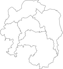 White flat blank vector administrative map of HAGEN, GERMANY with black border lines of its districts