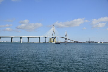 Fototapeta premium The Constitution of 1812 Bridge or La Pepa Bridge, a cable-stayed bridge across the Bay of Cadiz, Spain