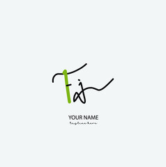 Fj Initial Letter handwriting logo hand drawn template vector