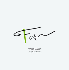 FV Initial Letter handwriting logo hand drawn template vector
