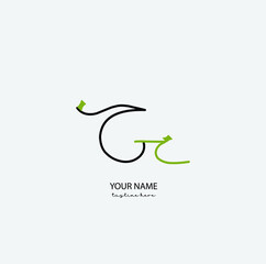 Gc Initial Letter handwriting logo hand drawn template vector