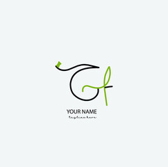 Gf Initial Letter handwriting logo hand drawn template vector