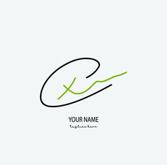 CX Initial Letter handwriting logo hand drawn template vector