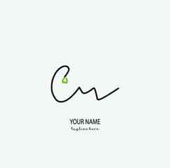 CV Initial Letter handwriting logo hand drawn template vector