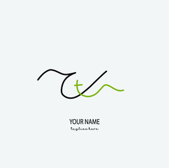 Ct Initial Letter handwriting logo hand drawn template vector