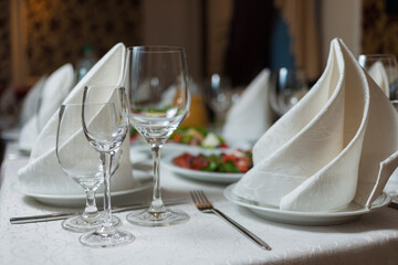 Table set for an event party or wedding reception