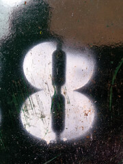 Font Wording in Distressed State Typography Found Number 8 Eight