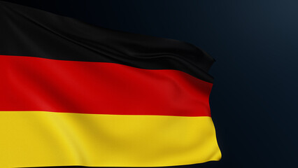 Germany flag. Berlin sign. European country. German official patriotic national symbol of celebration of Unity Day. Realistic 3D illustration with cotton texture isolated on dark.