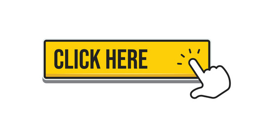 Click button with hand clicking icon. Simple vector.