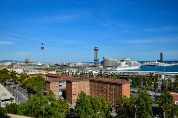 Obraz premium Barcelona, Spain - October 3 2019: Aerial view of port of Barcelona, Spain