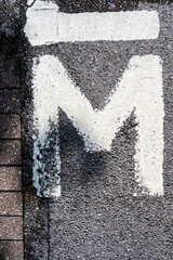 Written Wording in Distressed State Typography Advertising Letter M