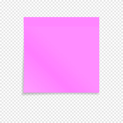 Pink sticky note isolated on a transparent background