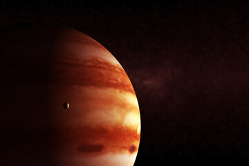 Planet Jupiter on a dark background. Elements of this image furnished by NASA